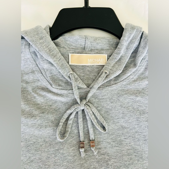 Michael Kors Heather Gray Pullover Hooded Long Sleeve Tunic with Front Pocket - Picture 4 of 8